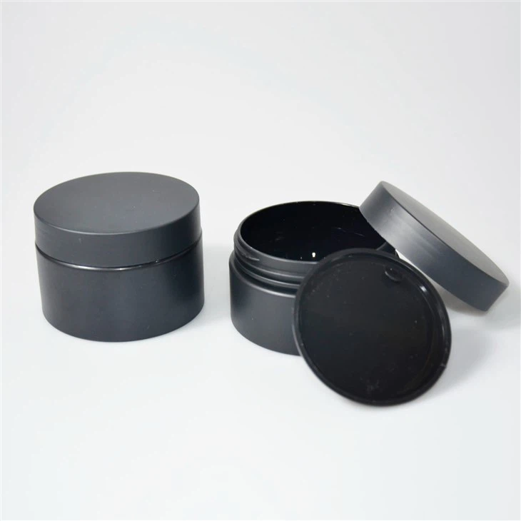 Matte Black Cosmetic Cream Jar With Black Lid